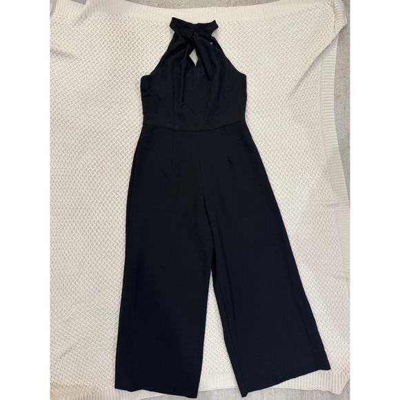 Julia Jordan Halter Wide Leg Crepe Jumpsuit size 8 LBD modern black dress - Picture 6 of 7